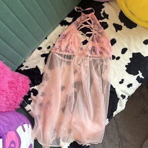 Victoria’s Secret Pink Lace Lingerie Babydoll Slip